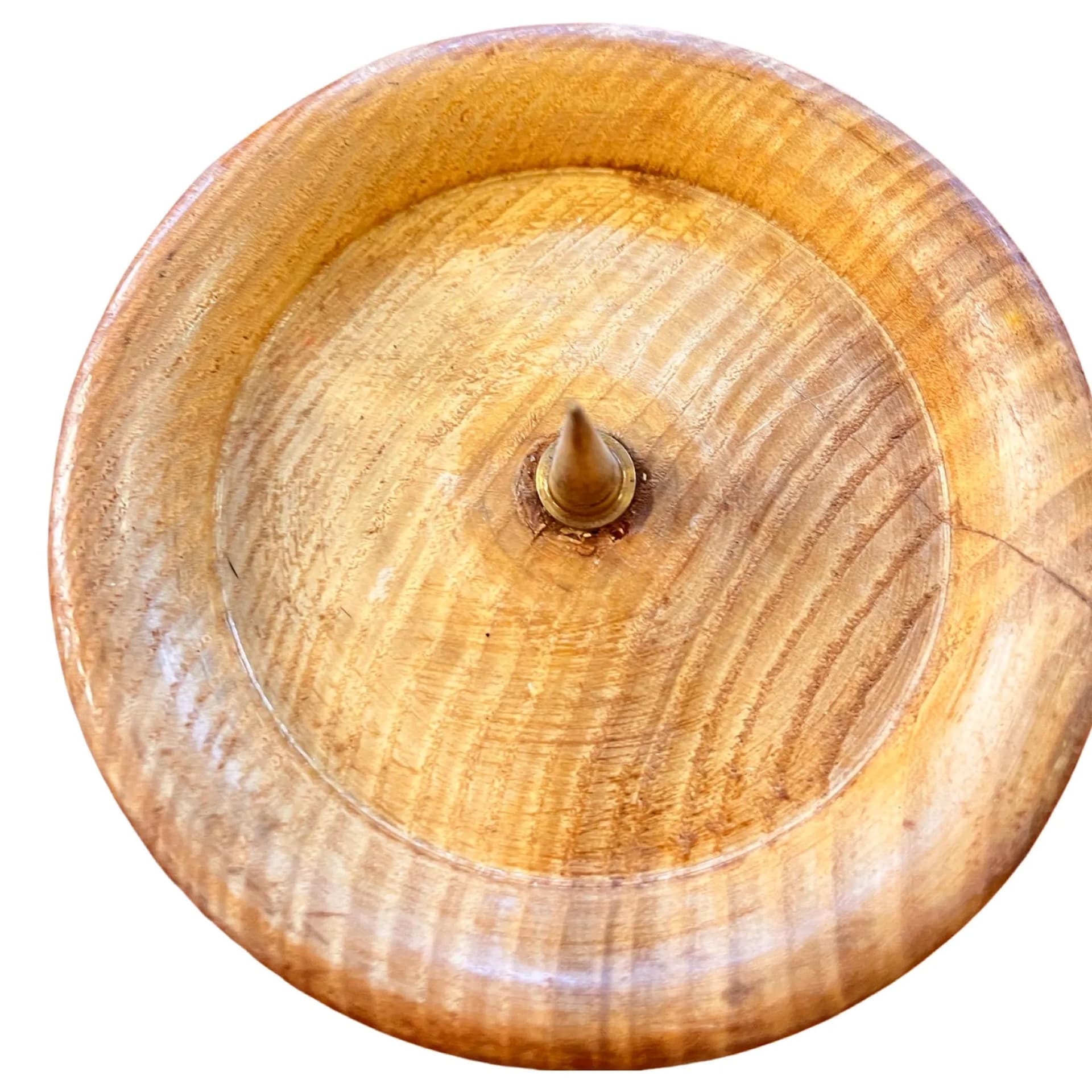 Świecznik toczony, brązowy, jesion, Belgia, lata 70. - 128400