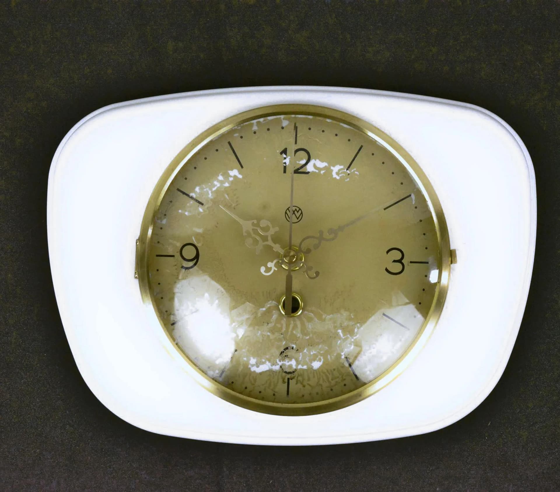 Zegar ścienny UPG Halle, biały, porcelana, Niemcy, lata 50. - 128316