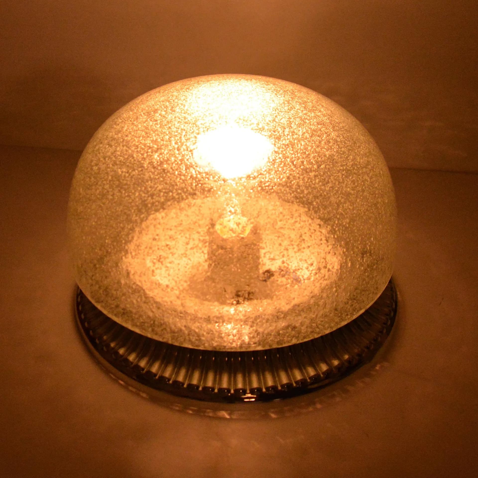 Plafon, transparentny, kryształ, chrom, Hillebrand, Niemcy, lata 70. - 128279