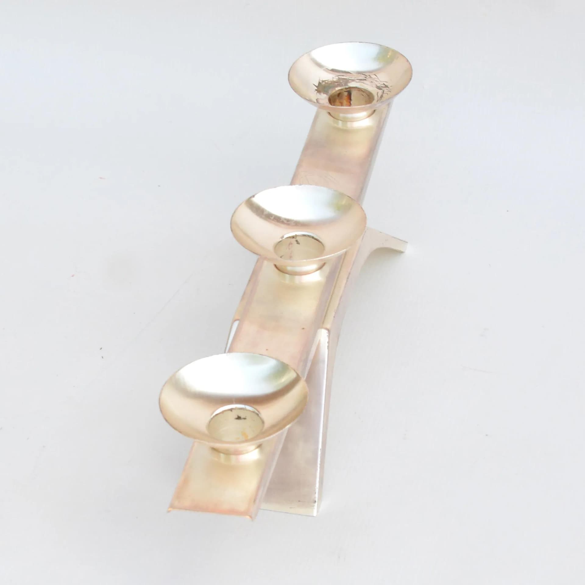 Świecznik Ikora, srebrny, mosiądz, proj. K. Radtke, WMF, Niemcy, lata 60. - 128258