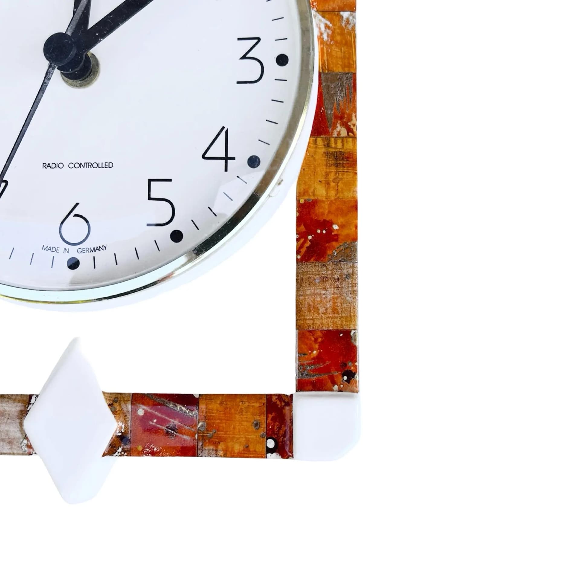 Zegar ścienny, mozaika geometryczna, pomarańczowy, ceramika, Niemcy, lata 80. - 128242