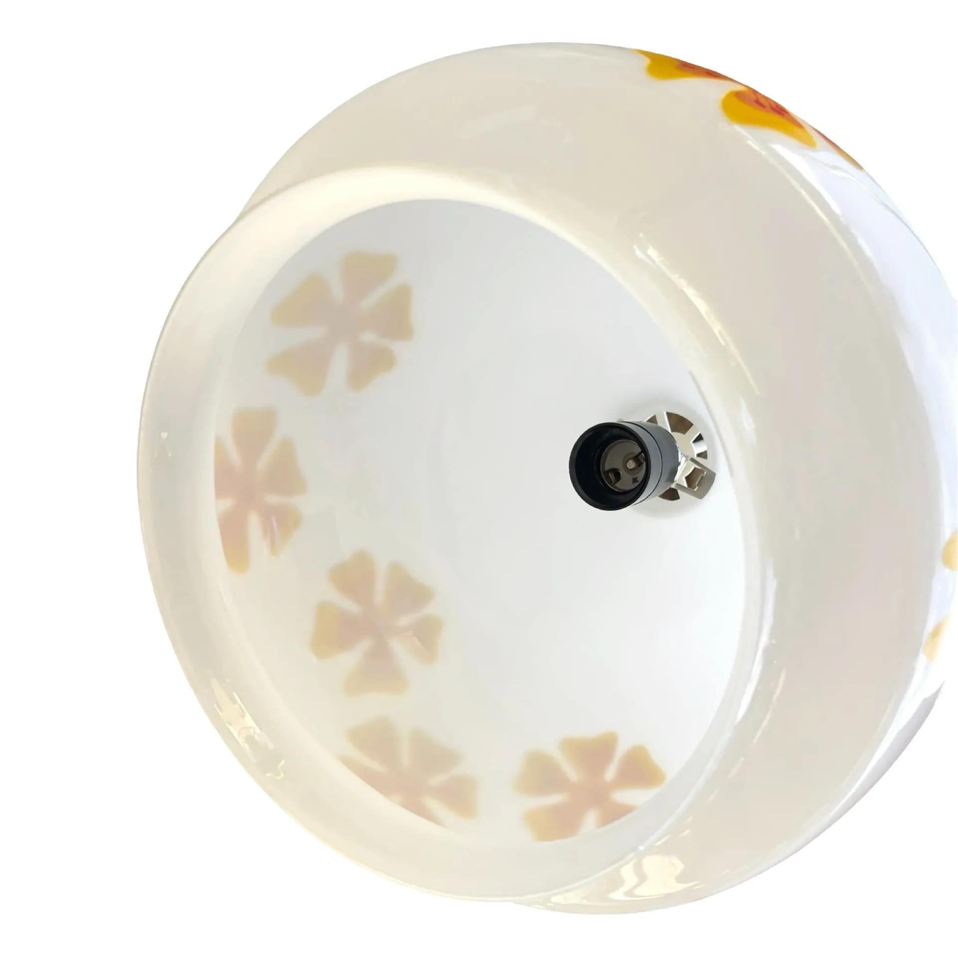 Pendant lamp, white multicolor glass, VEB Beleuchtungsglaskombinat Görlitz, Germany, 1970s. - 128234