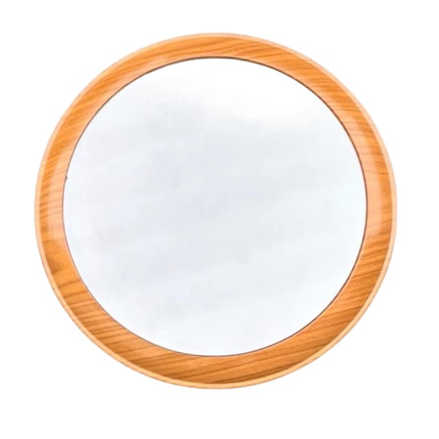 Wall mirror round, brown plastic, Germany, 1970s. - DIMENSION