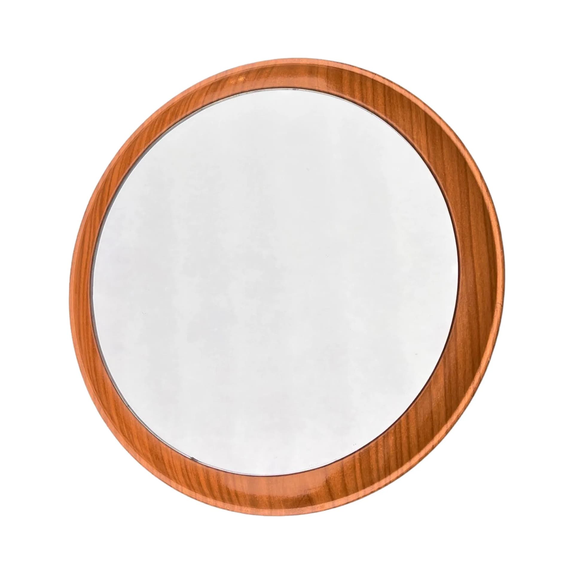 Wall mirror round, brown plastic, Germany, 1970s. - 128227
