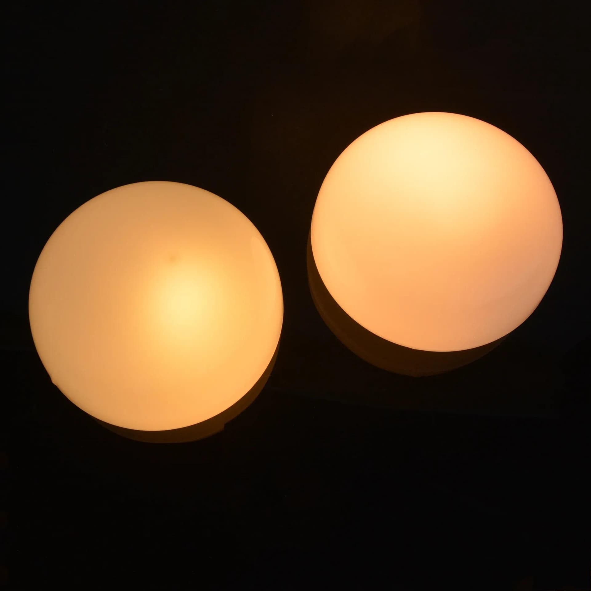 Pair of ceiling lamps OTE-4, white glass, FOTON, Poland, 1980s. - 128179