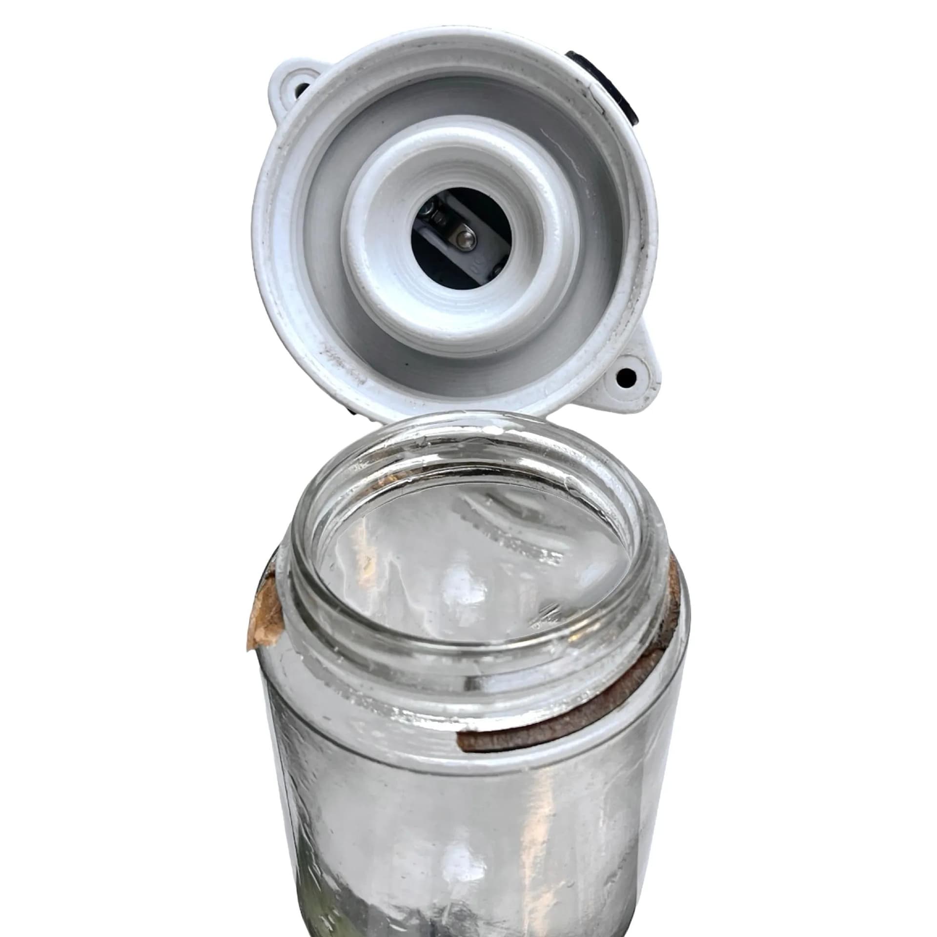 Kinkiet industrialny, przeźroczysty szkło, porcelit biały, Lindner & Co., Niemcy, lata 70. - 128156