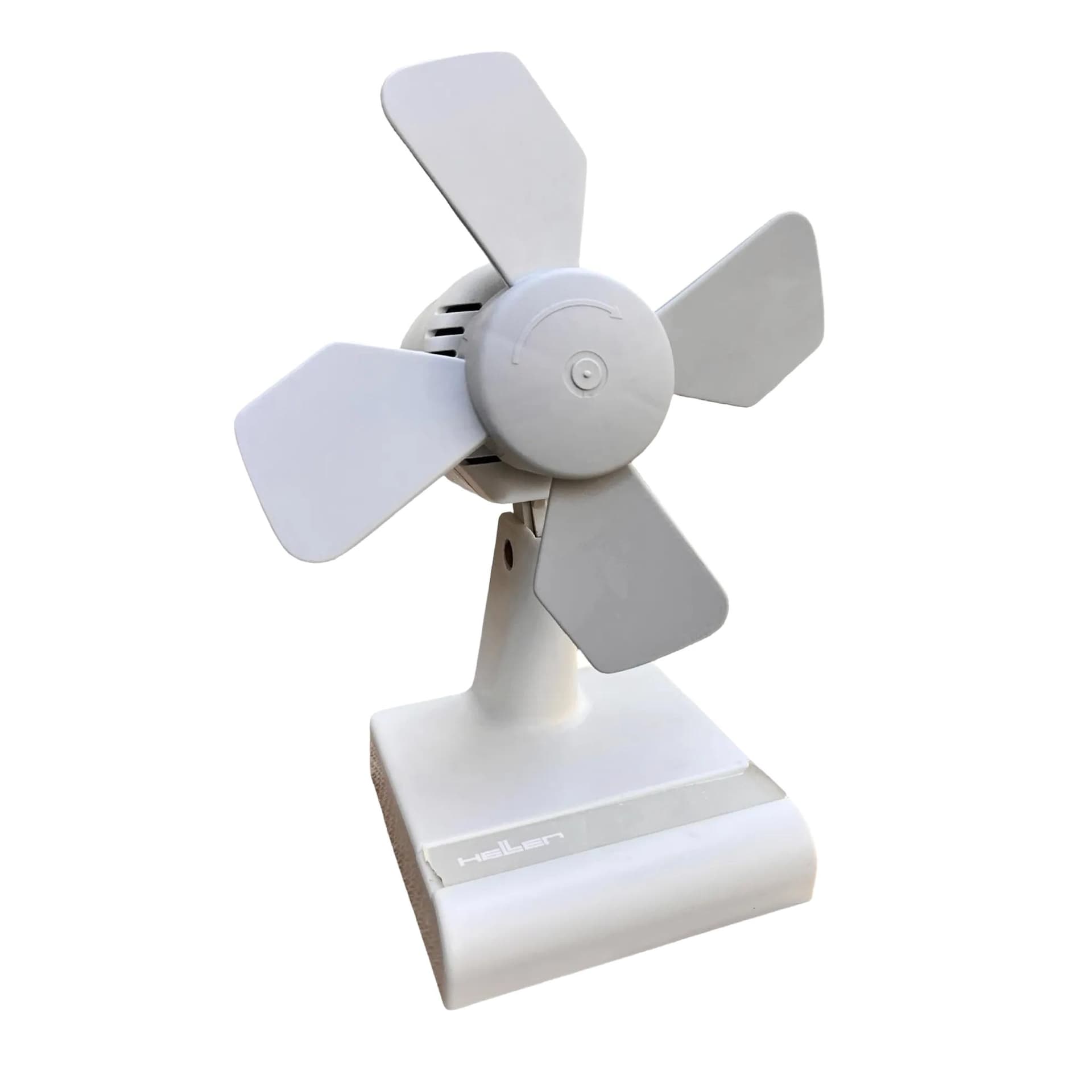 Table fan Heller TV 170, grey plastic, Italy, 1980s.