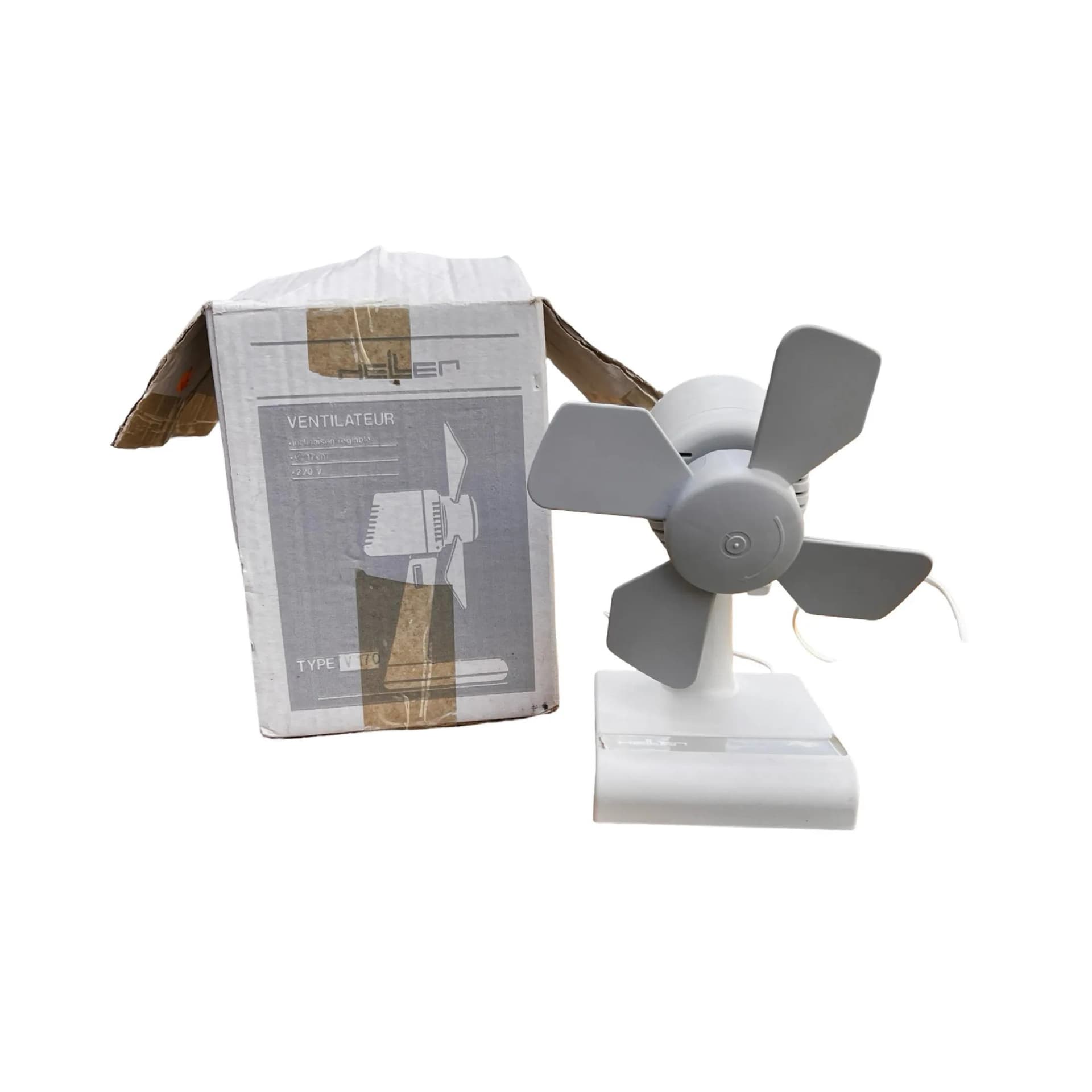 Table fan Heller TV 170, grey plastic, Italy, 1980s. - 128104