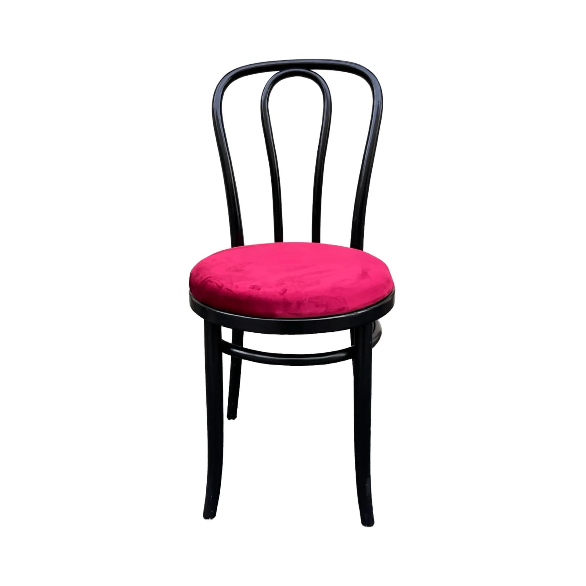 Krzesło AG-18, velvet różowy, buk czarny, proj. M. Thonet, Fabryka Mebli Radomsko, Polska, lata 70. - 128095