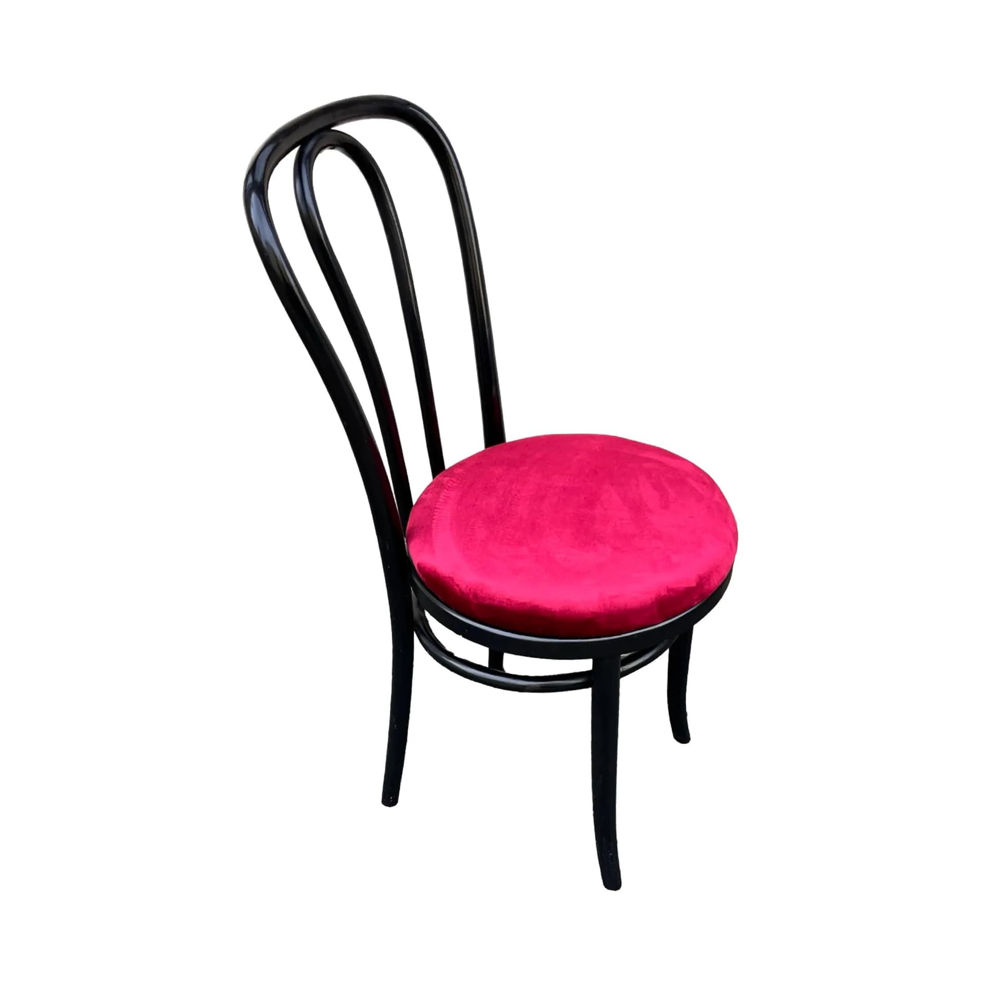 Krzesło AG-18, velvet różowy, buk czarny, proj. M. Thonet, Fabryka Mebli Radomsko, Polska, lata 70. - 128093