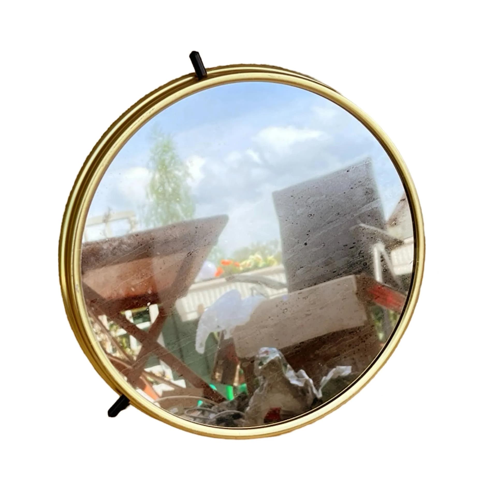 Taca obrotowa Hollywood Regency, szkło lustrzane, metal złoty, Niemcy, lata 70. - 128061