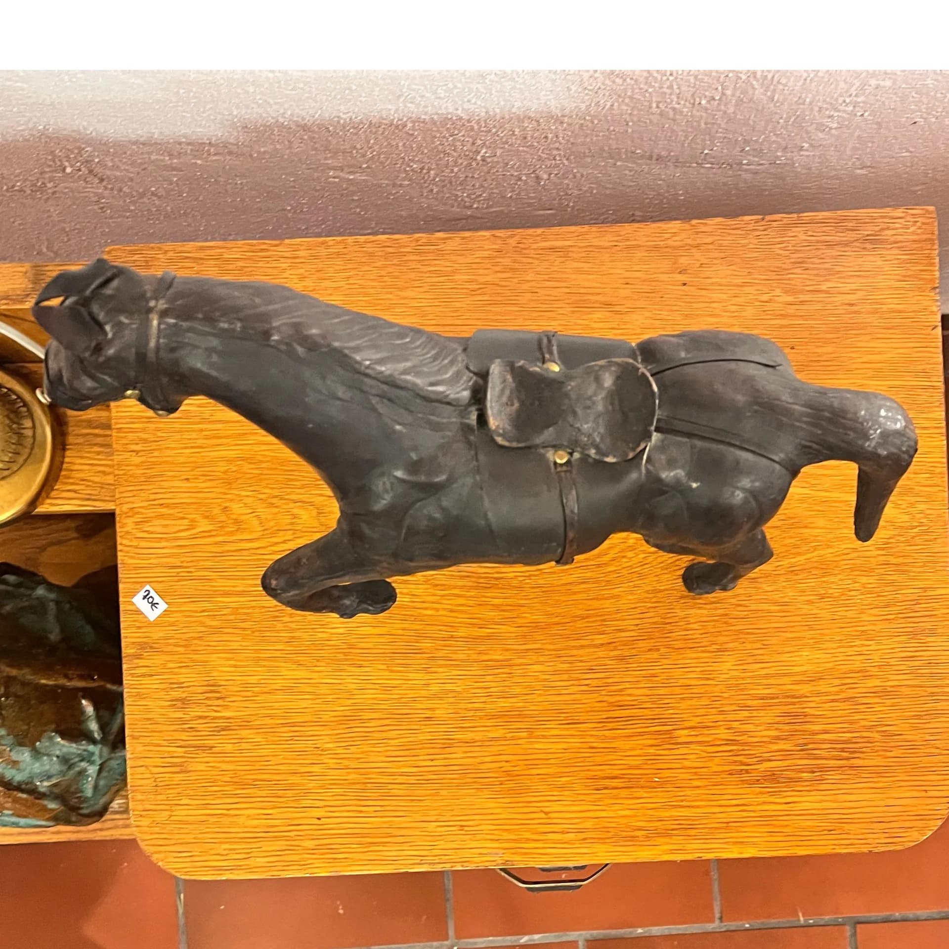 Figura koń, brązowy, skóra, papier mâché, Bliski Wschód, lata 40. - 128028