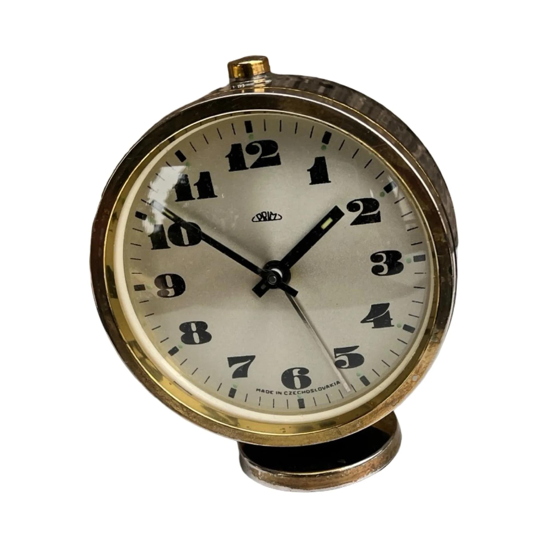 Budzik PRIM, czerwony, metal, Czechosłowacja, lata 70. - 128000