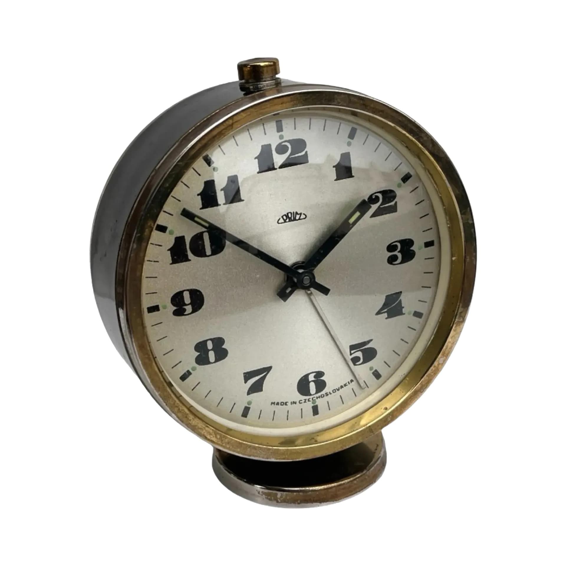 Budzik PRIM, czerwony, metal, Czechosłowacja, lata 70.