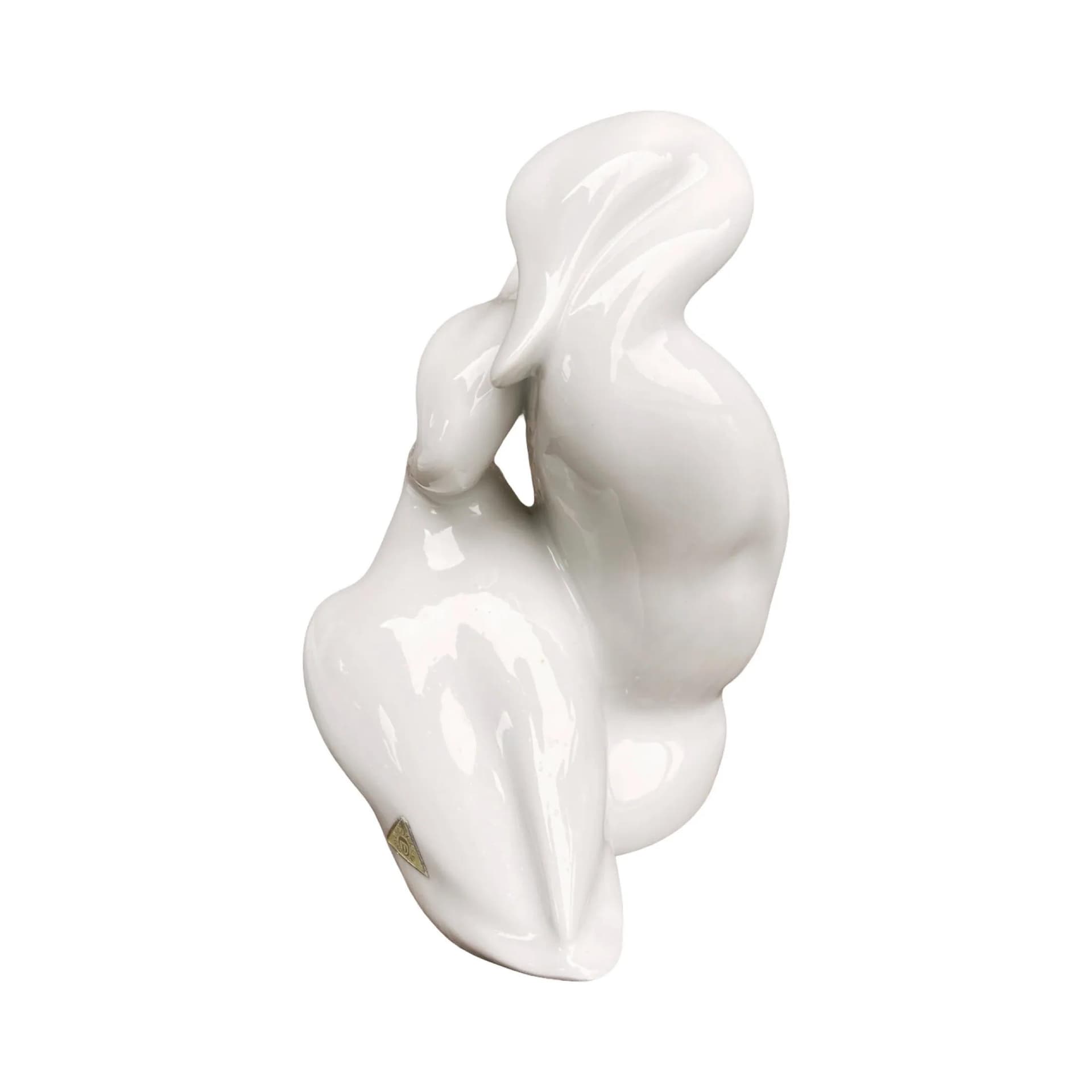 Para figurek, styl brukselski, porcelana biała, proj. J. Ježek, Royal Dux, Czechosłowacja, lata 60. - 127960