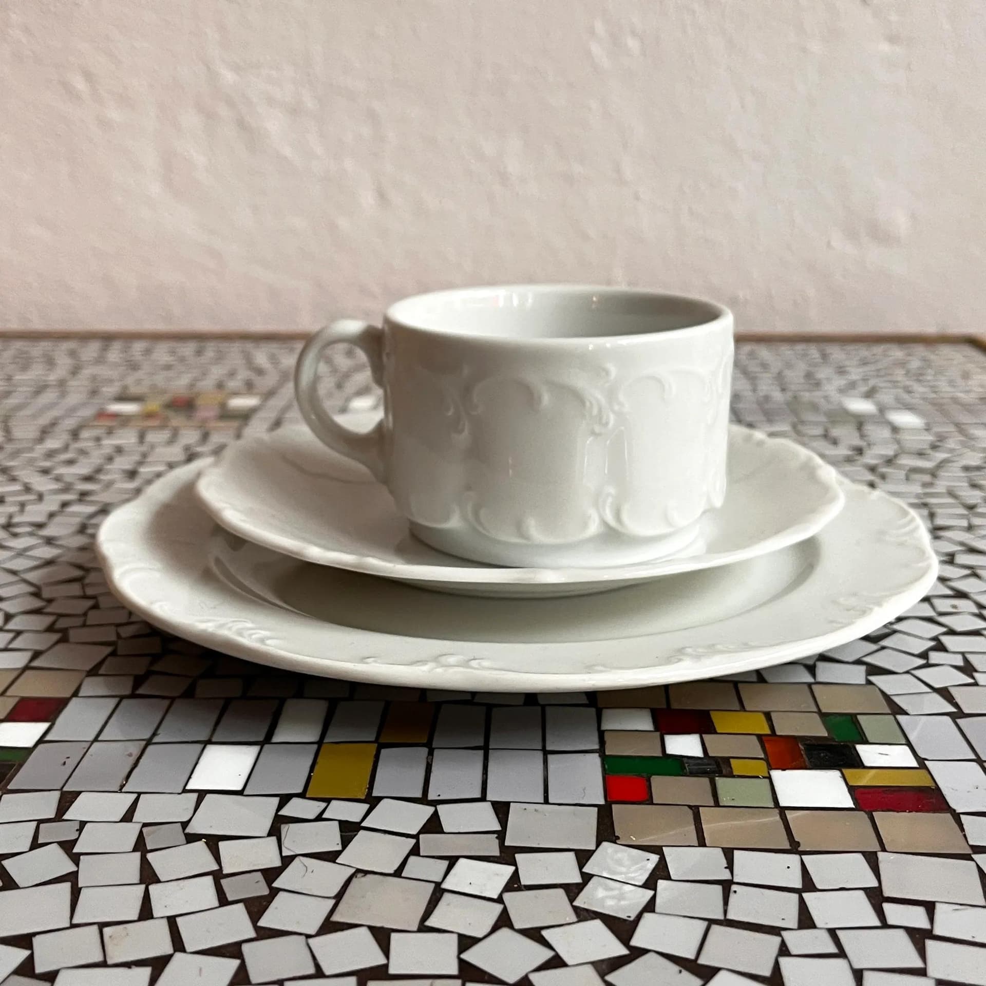 Breakfast set trio Monbijou, white porcelain, Rosenthal, Germany, 1970s. - 127930