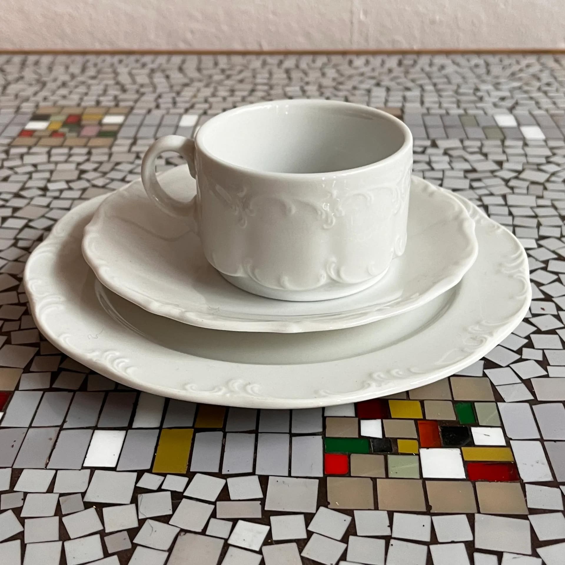 Breakfast set trio Monbijou, white porcelain, Rosenthal, Germany, 1970s. - 127929