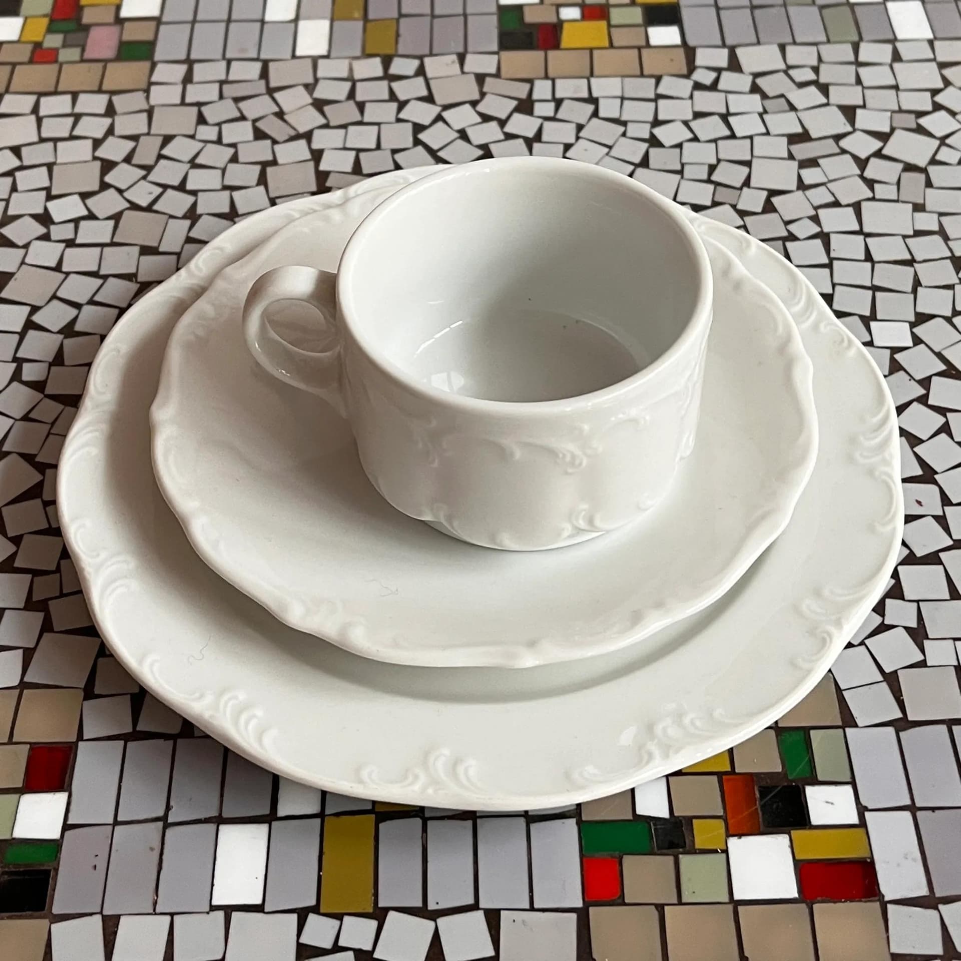 Breakfast set trio Monbijou, white porcelain, Rosenthal, Germany, 1970s. - 127928