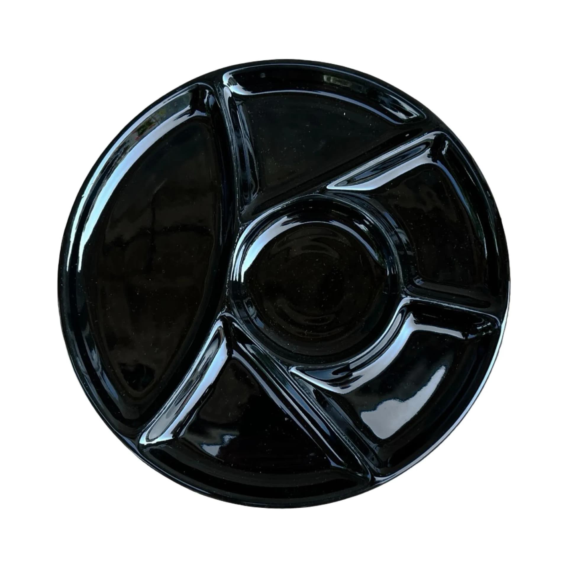 Divided plate, black porcelain, Germany, 1990s. - 127879