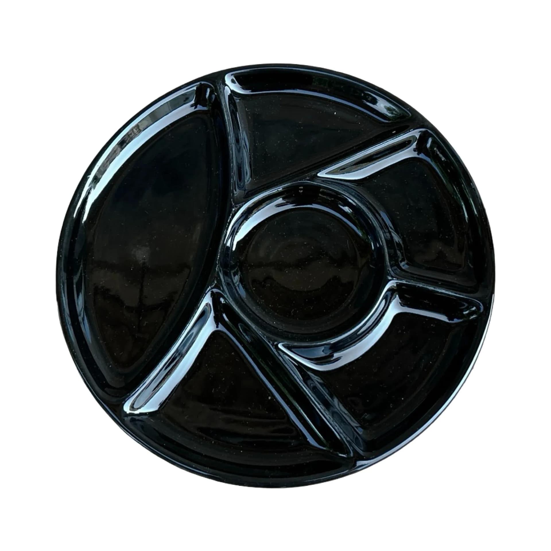 Divided plate, black porcelain, Germany, 1990s. - 127878
