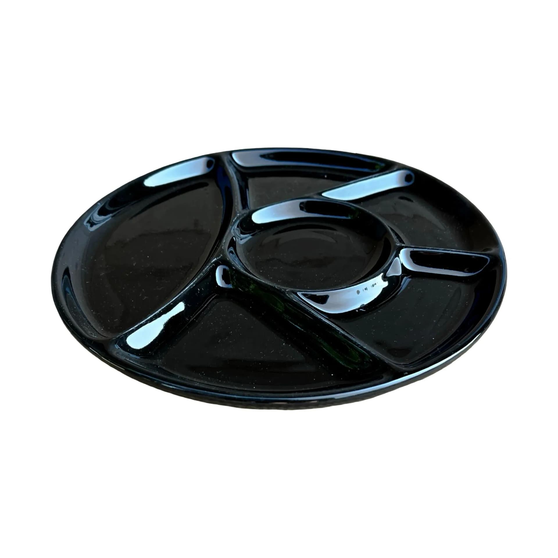 Divided plate, black porcelain, Germany, 1990s. - 127877