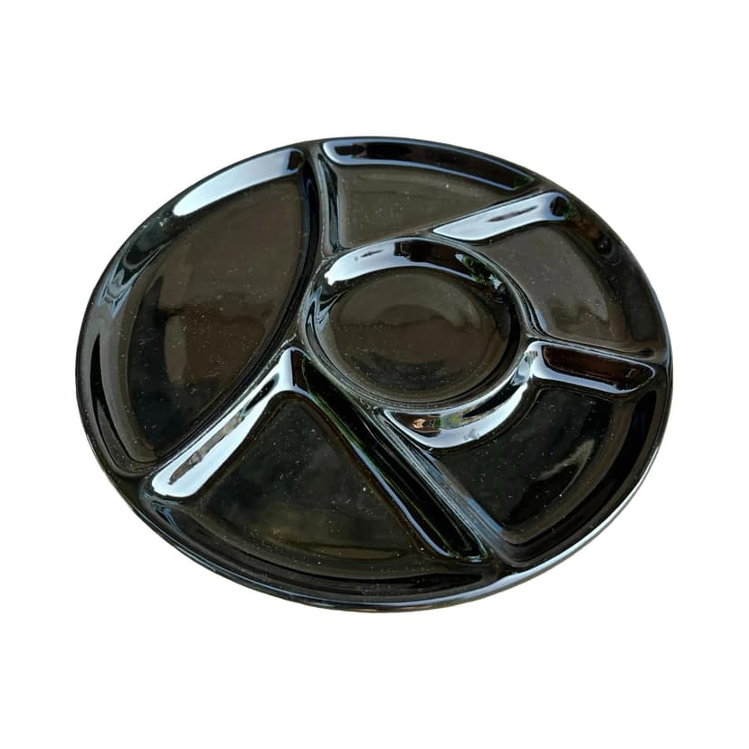 Divided plate, black porcelain, Germany, 1990s.