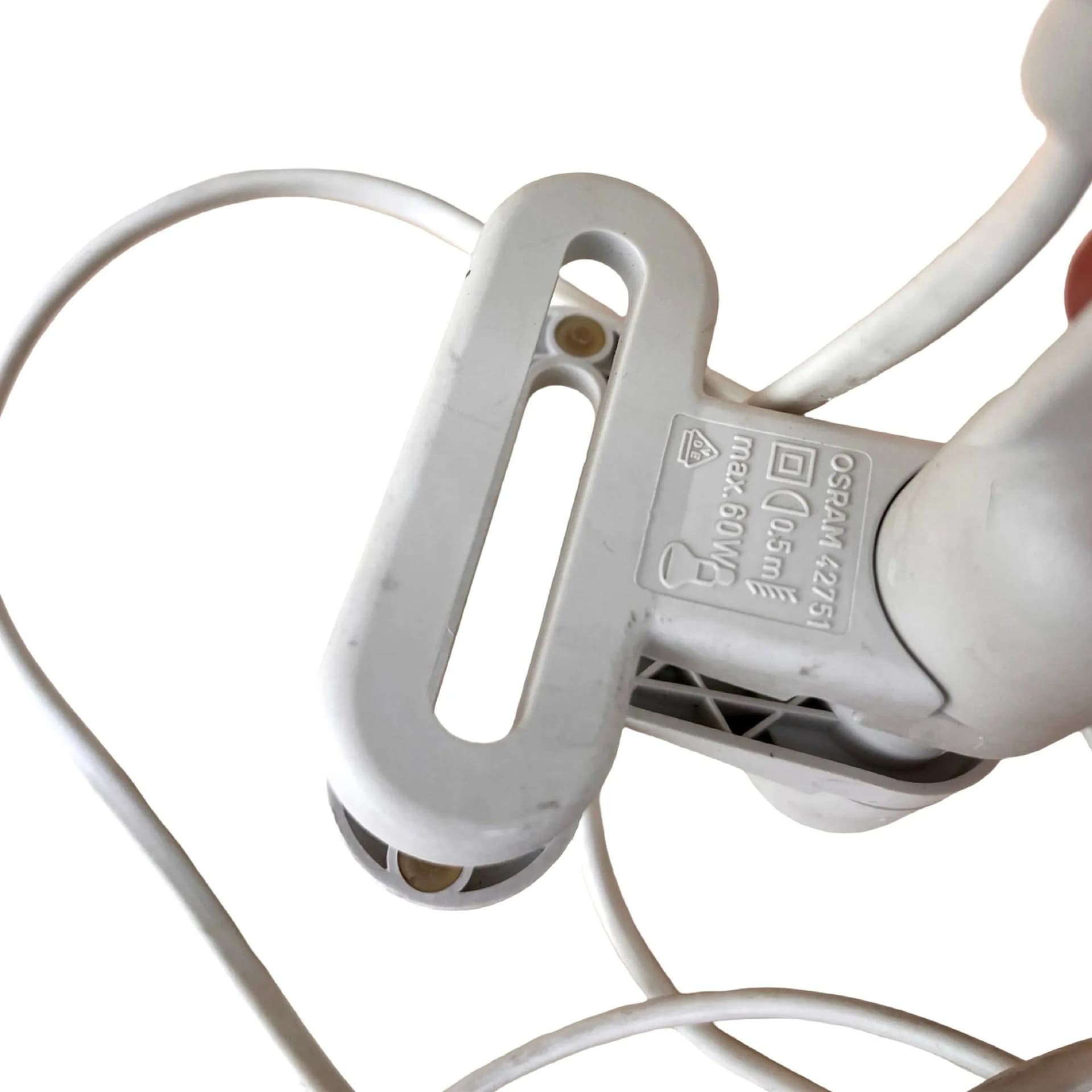 Clamp-on night lamp, ivory white plastic, Osram, Germany, 1980s. - 127872