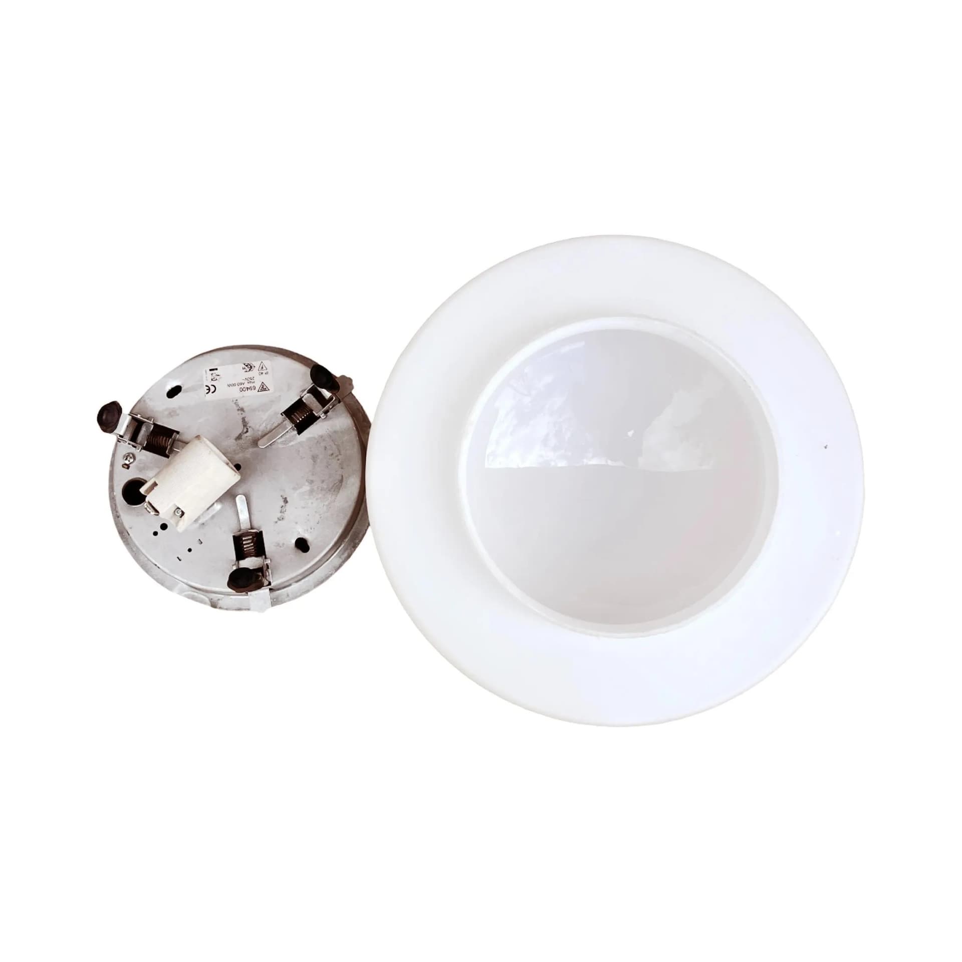 Ceiling light, spherical, white glass, Germany, 1970s. - 127846