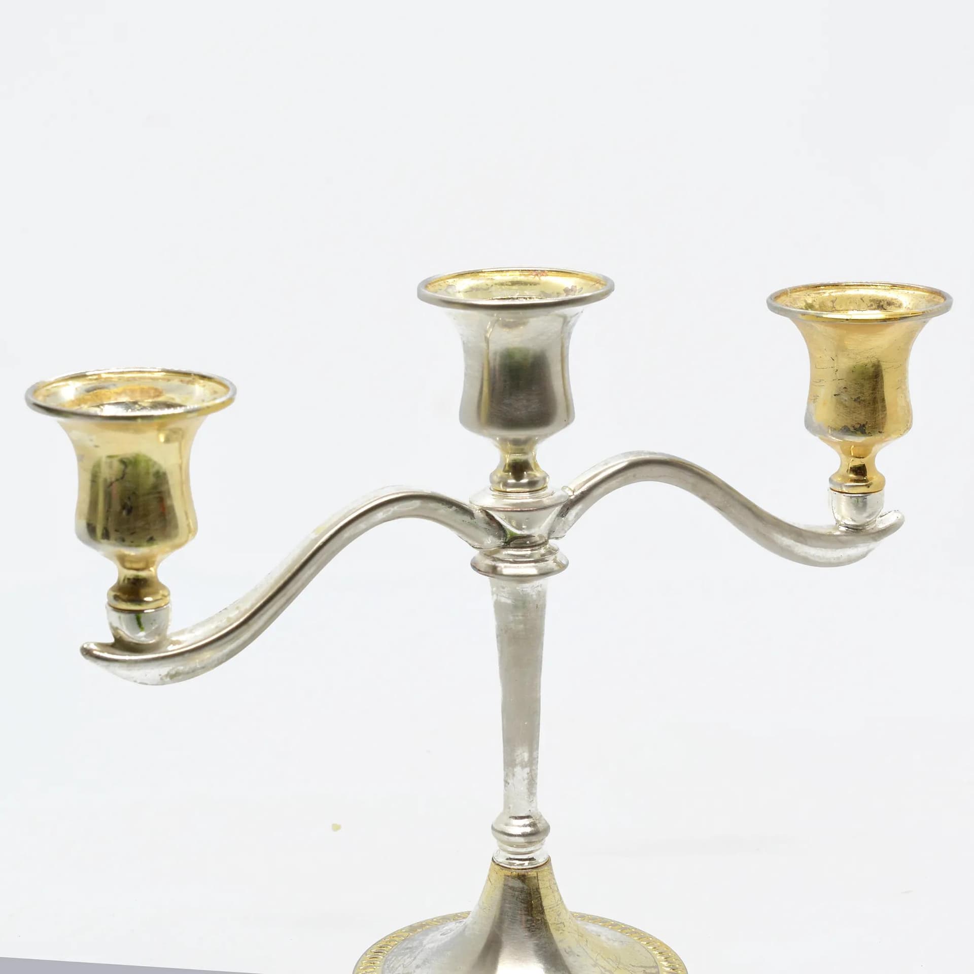 Świecznik trójramienny, srebrny, metal, Francja, lata 40. - 127793