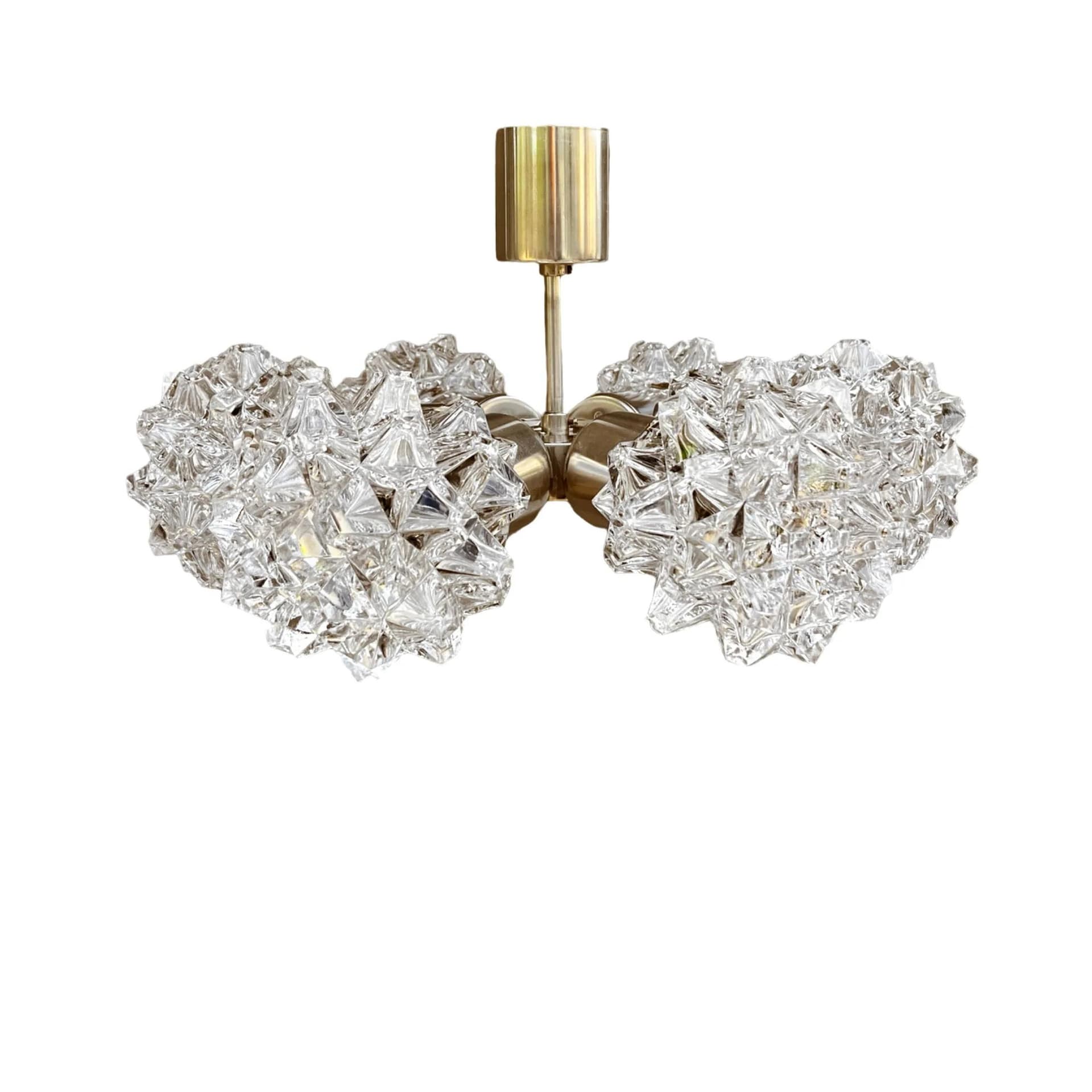 Chandelier Sputnik, silver, brass glass, Kamenický Šenov, Czechoslovakia, 1970s. - 127721