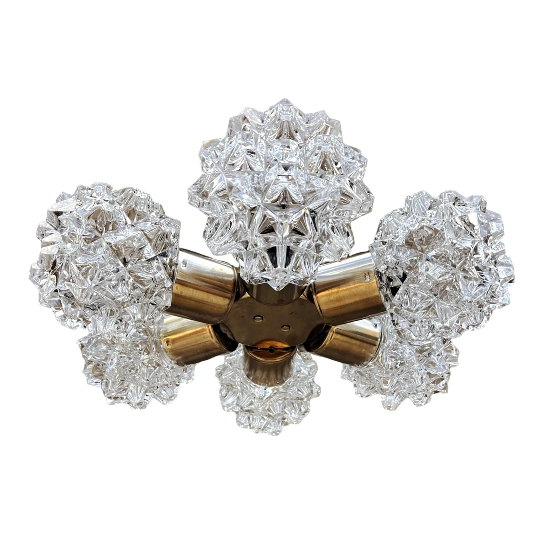 Chandelier Sputnik, silver, brass glass, Kamenický Šenov, Czechoslovakia, 1970s. - 127723