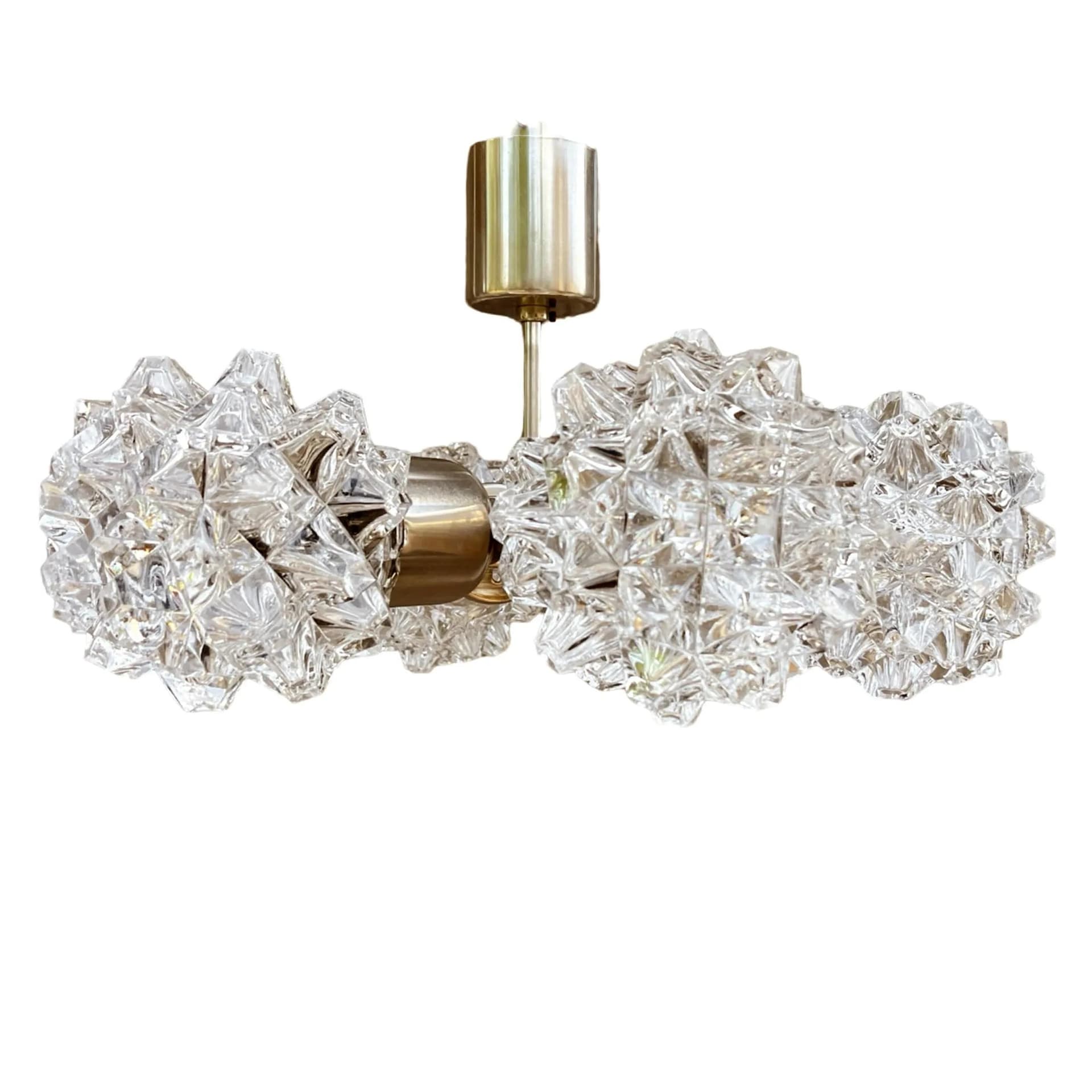 Chandelier Sputnik, silver, brass glass, Kamenický Šenov, Czechoslovakia, 1970s. - 127720