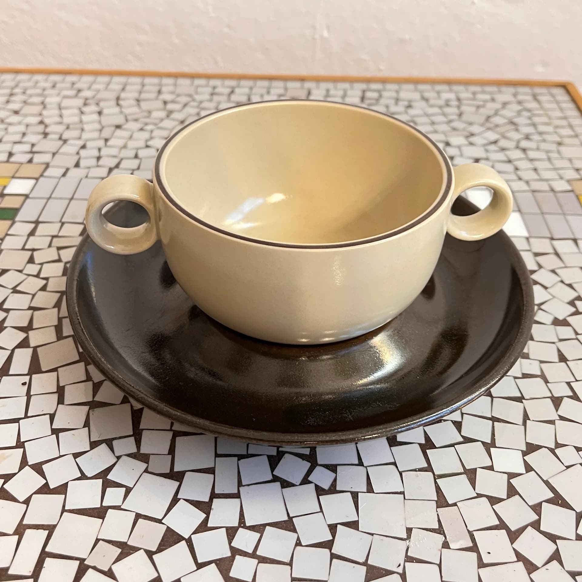 Bulionetka Terra Campagna, porcelana beżowy, proj. W. Karnagel, Rosenthal Studio-line, Niemcy, lata 70. - 127668