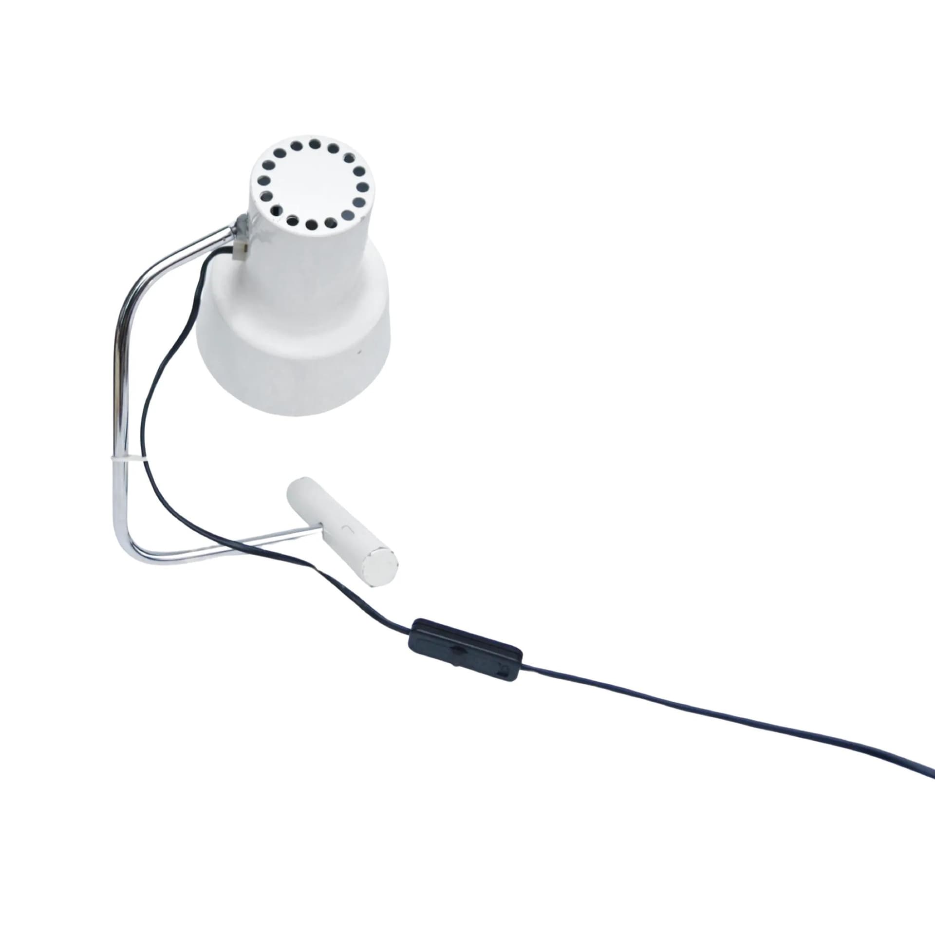 Lampka biurkowa, biały klosz, metal chromowany, proj. J. Hurka, Napako, Czechosłowacja, lata 60. - 127594