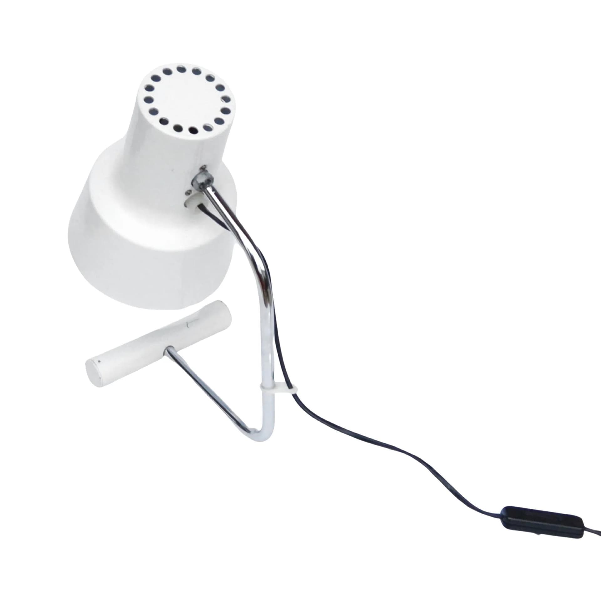 Lampka biurkowa, biały klosz, metal chromowany, proj. J. Hurka, Napako, Czechosłowacja, lata 60. - 127600