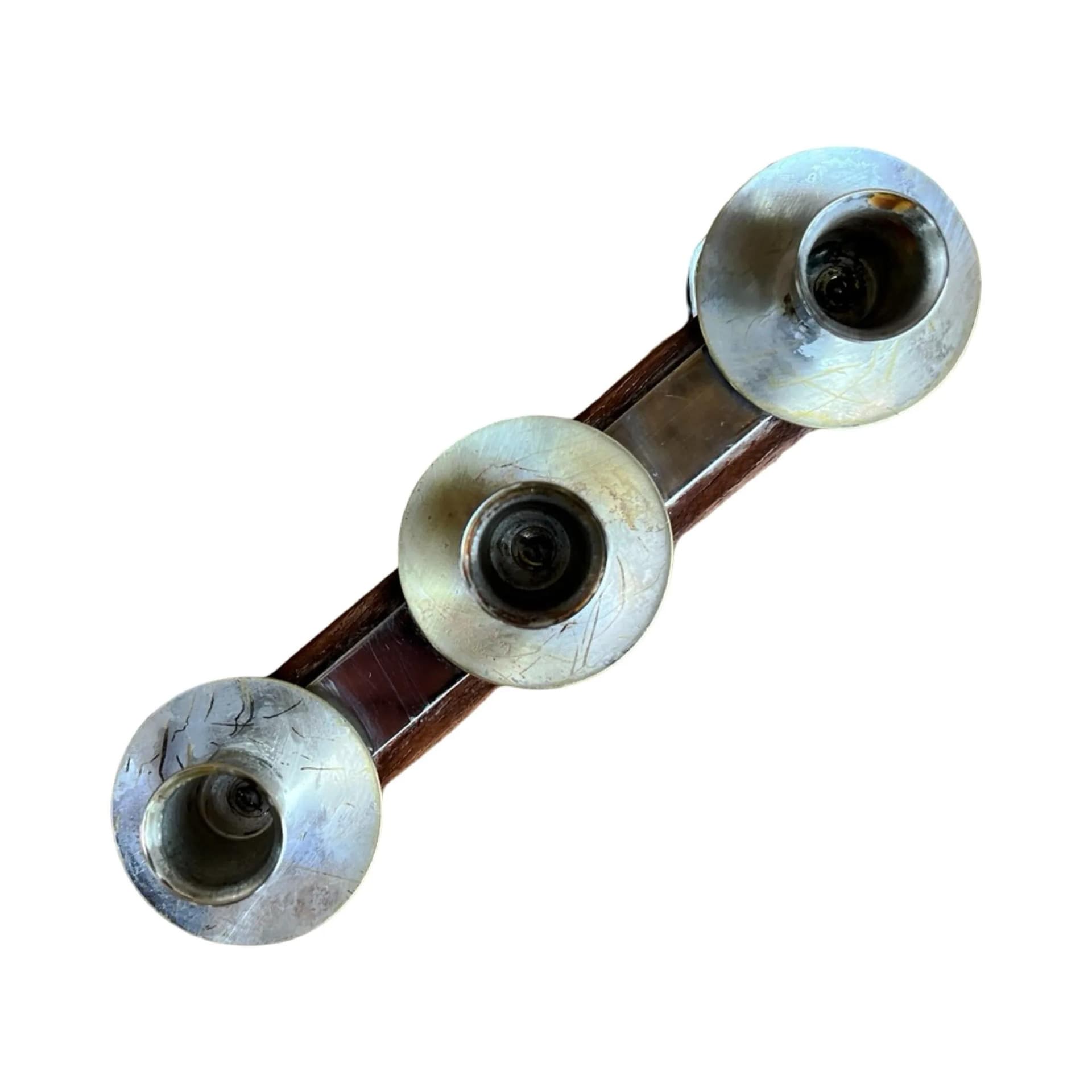 Świecznik space age, brązowy, teak, metal, Niemcy, lata 60. - 127563