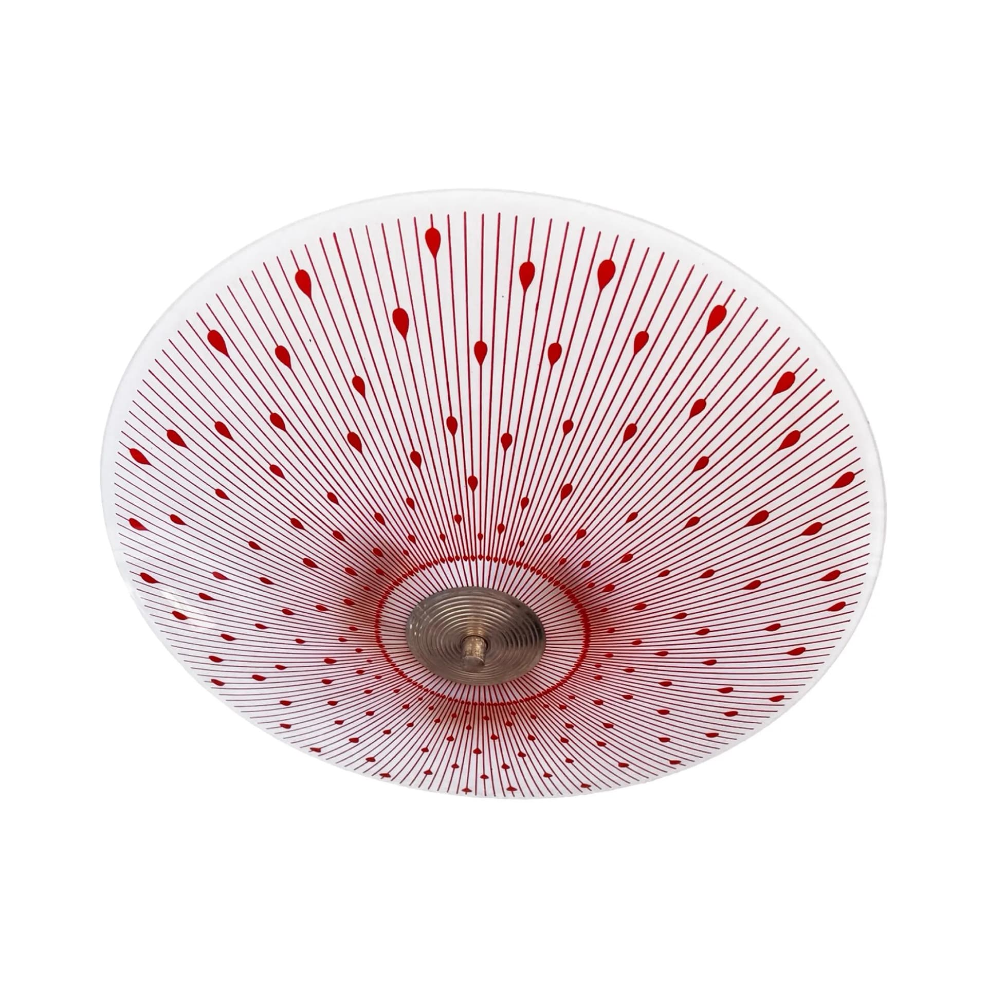 Ceiling lamp Parasol, white red glass, Napako, Czechoslovakia, 1970s - 127545