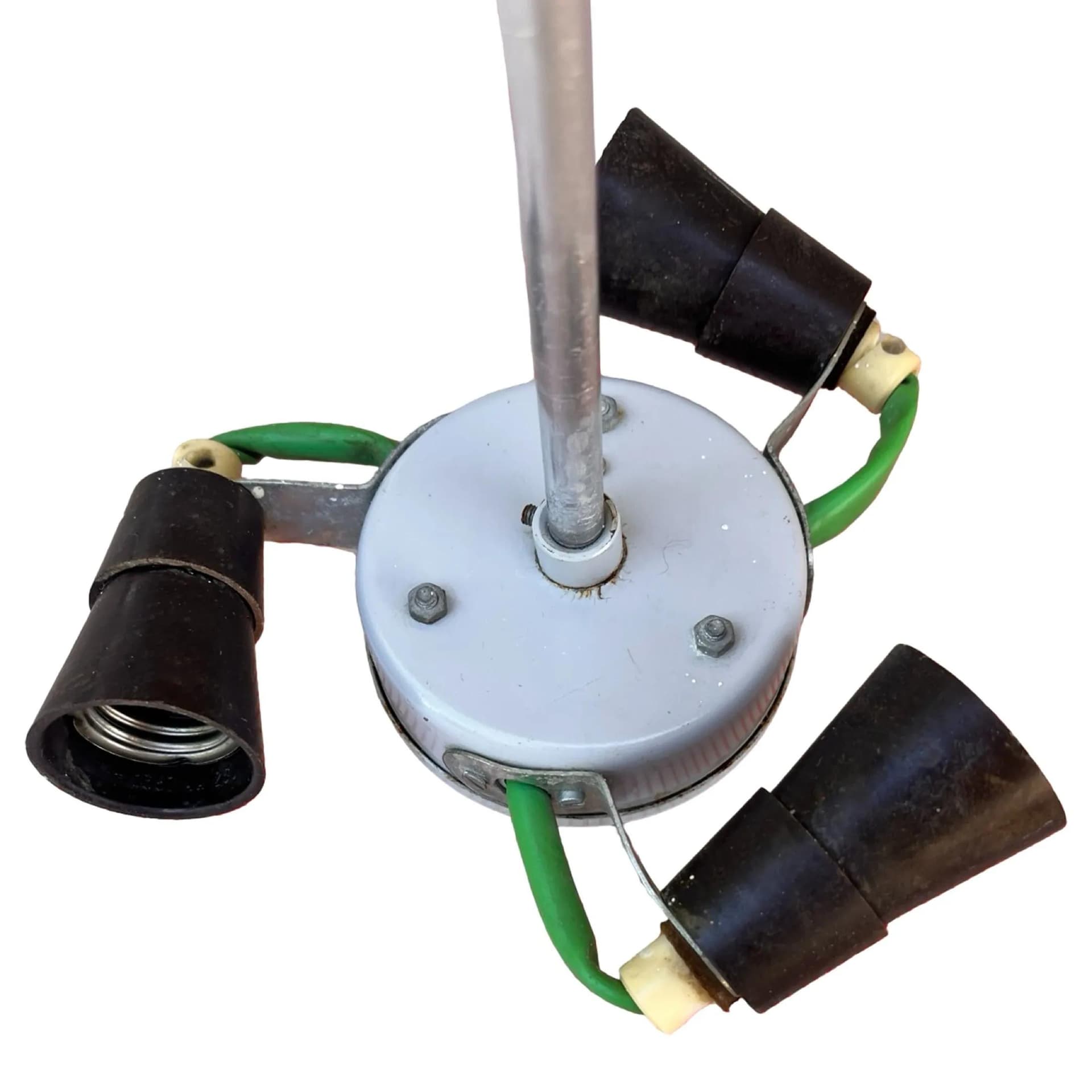 Ceiling lamp Parasol, white red glass, Napako, Czechoslovakia, 1970s - 127539