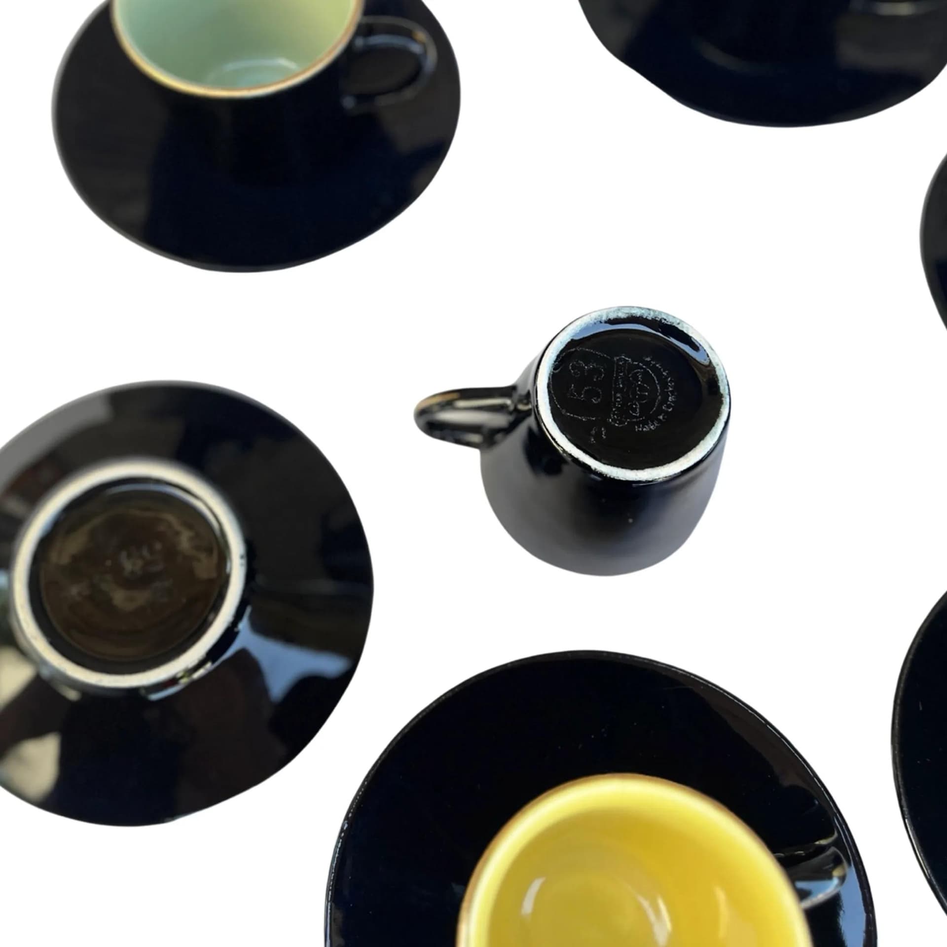 Komplet filiżanek ze spodkami, multikolor, fajans, Ditmar Urbach, Czechosłowacja, lata 50. - 127460