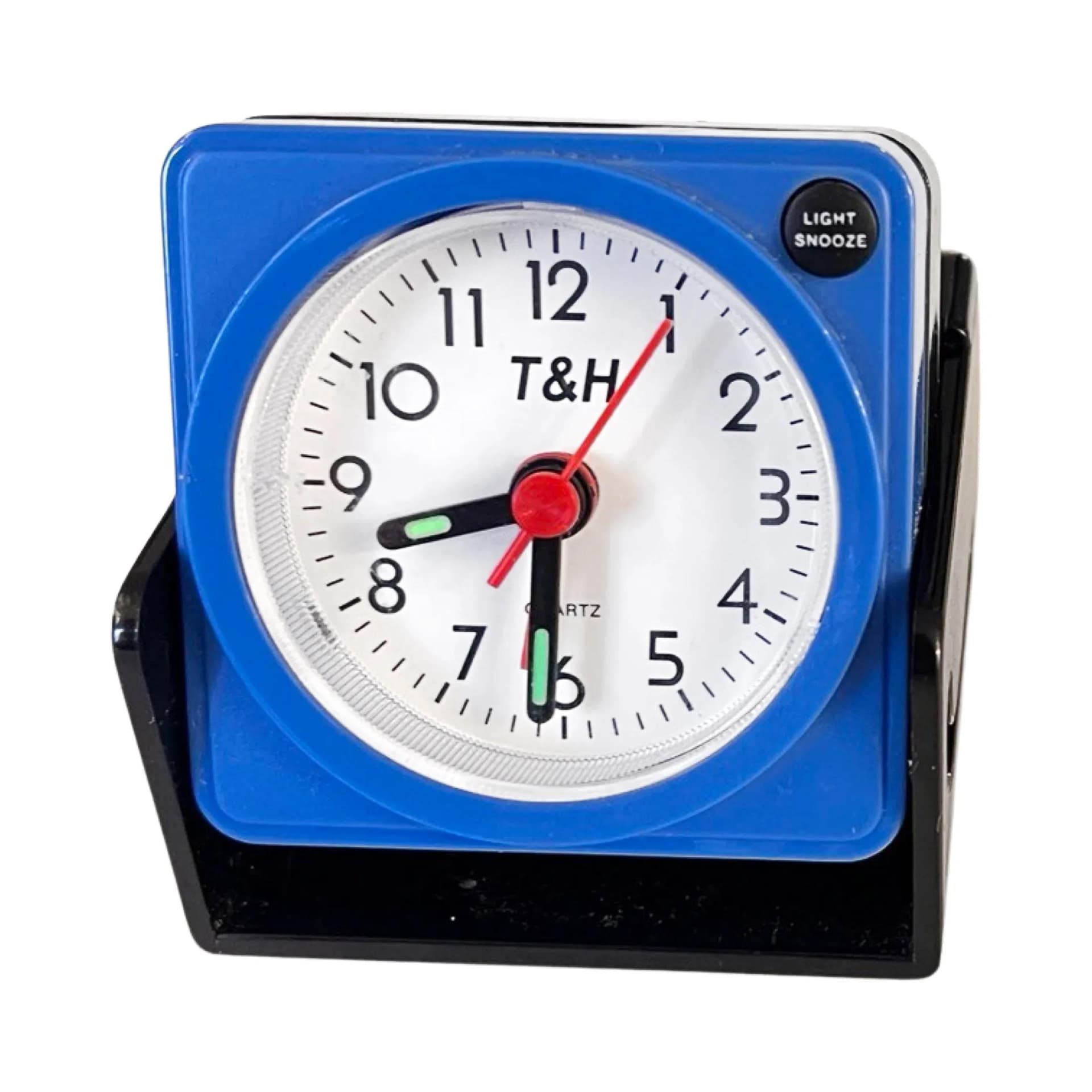 Budzik podróżny, niebieski, tworzywo sztuczne, T&H, Japonia, lata 90. - 127442