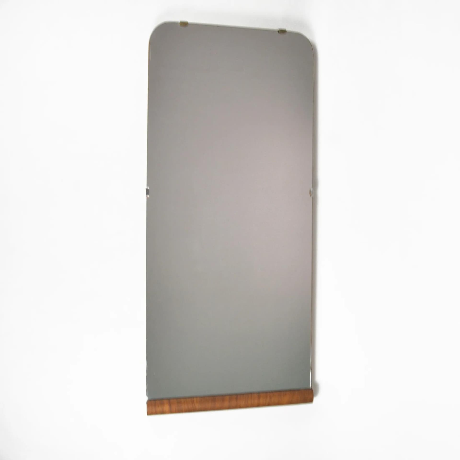 Wall Mirror Art Deco, silver glass walnut, Poland, 1940s