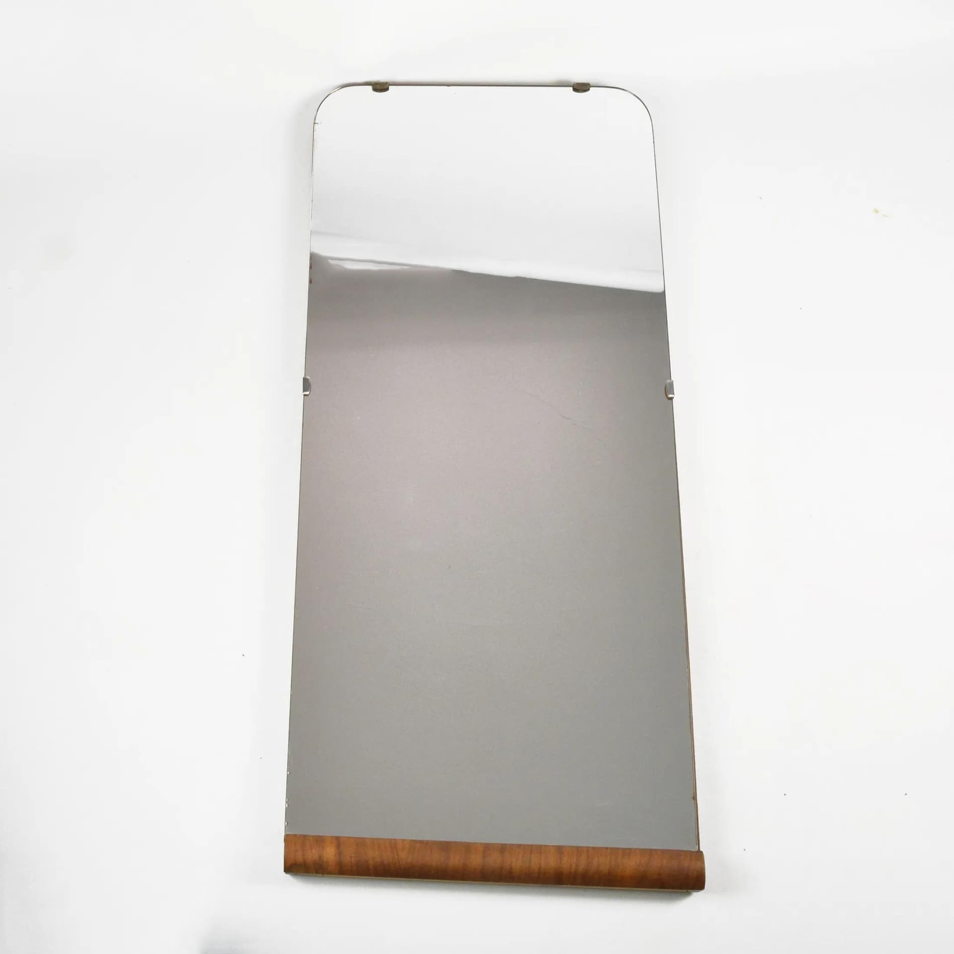 Wall Mirror Art Deco, silver glass walnut, Poland, 1940s - 127411