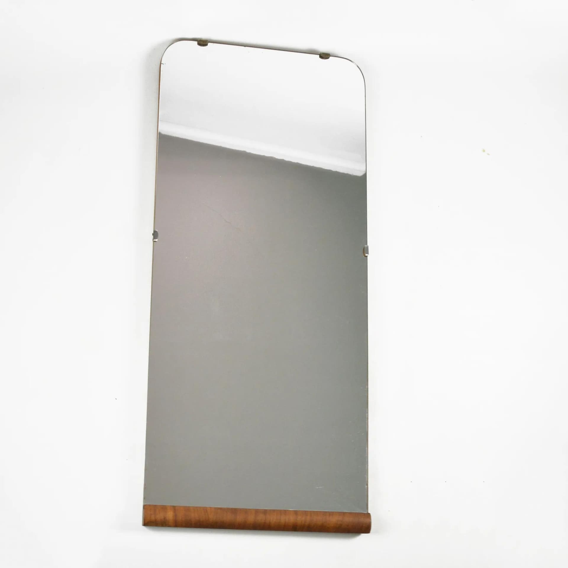 Wall Mirror Art Deco, silver glass walnut, Poland, 1940s - 127408