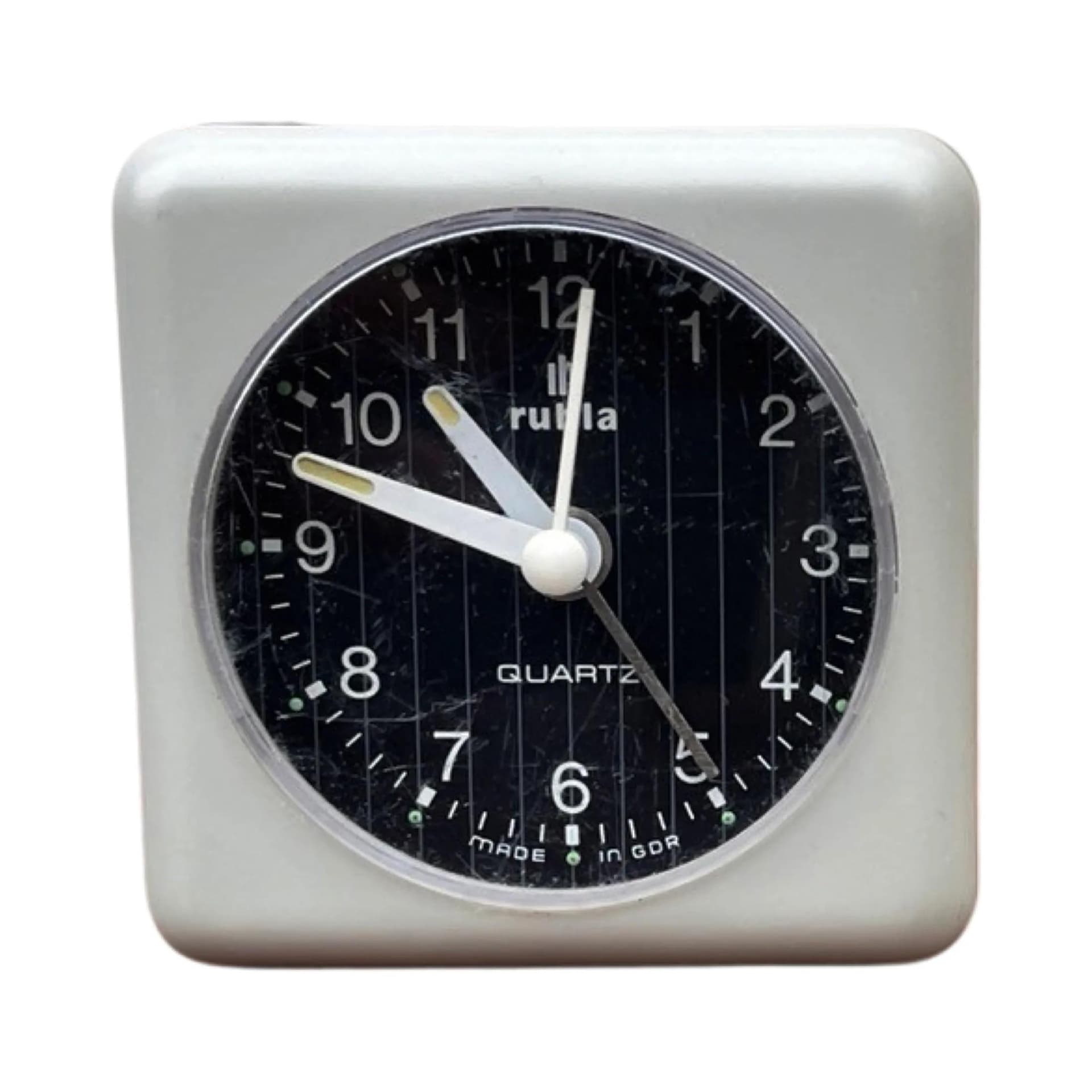 Budzik Ruhla, szary, tworzywo sztuczne, Niemcy, lata 70.