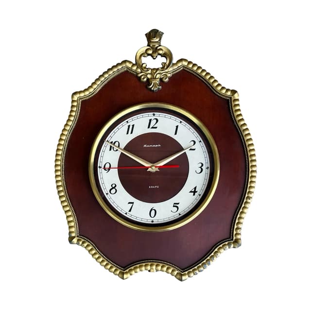 Zegar ścienny Jantar, miedziany, drewno mahoń szkło, ZSRR, lata 70. - WYMIARY