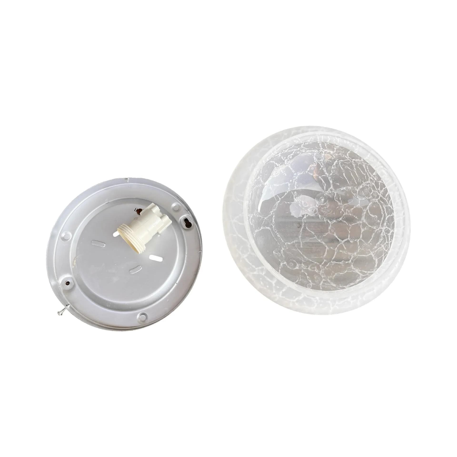 Lampa sufitowa modernistyczna, biały, szkło craquelé, metal, VEB Narva / Leuchtenbau Leipzig, NRD, lata 70. - 127322