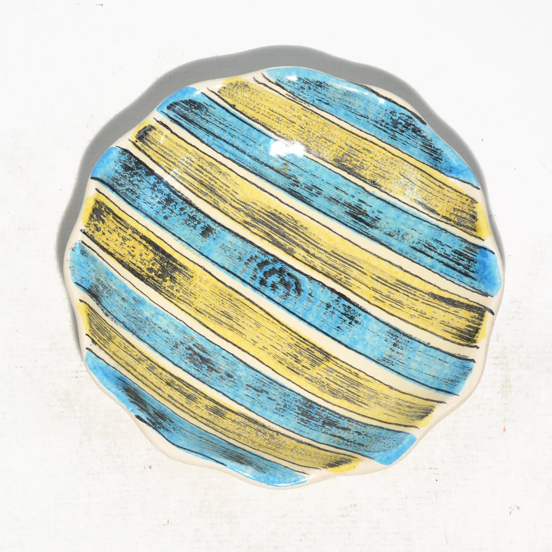 Bowl, turquoise stoneware, Strehla, Germany, 1970s.