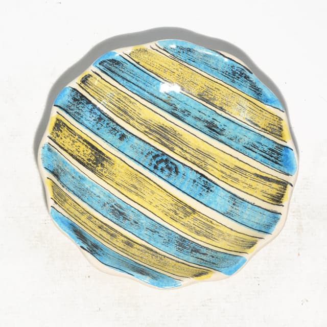 Bowl, turquoise stoneware, Strehla, Germany, 1970s. - DIMENSION