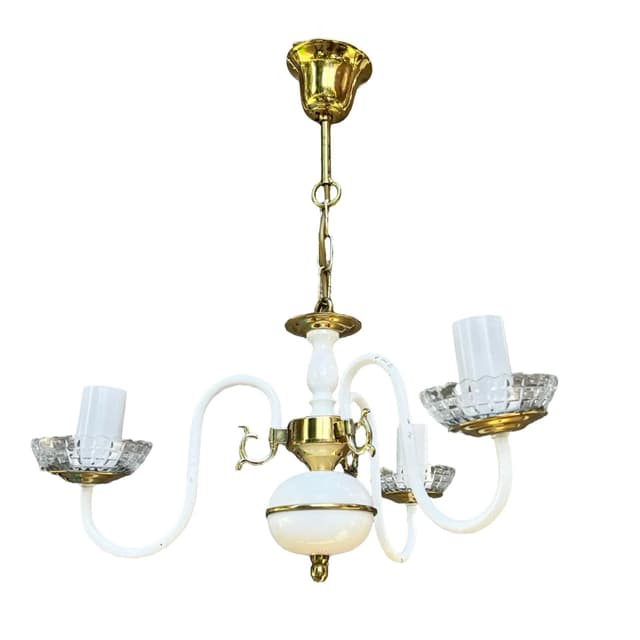 Chandelier Hollywood Regency, golden, metal glass, AKA Leuchten, Germany, 1970s. - DIMENSION