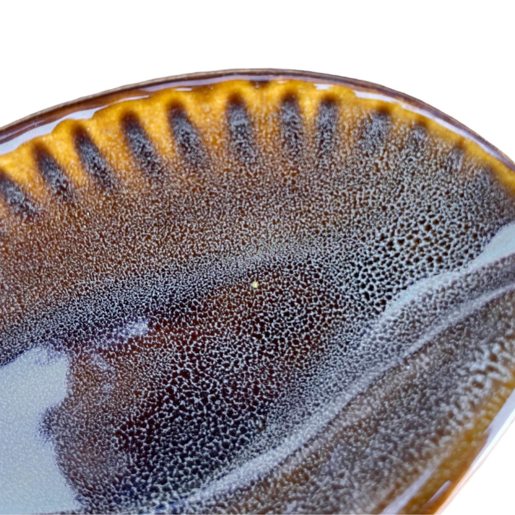 Popielnica liść, brązowy, porcelit, proj. A. Sadulski, Polska, lata 70. - 127115